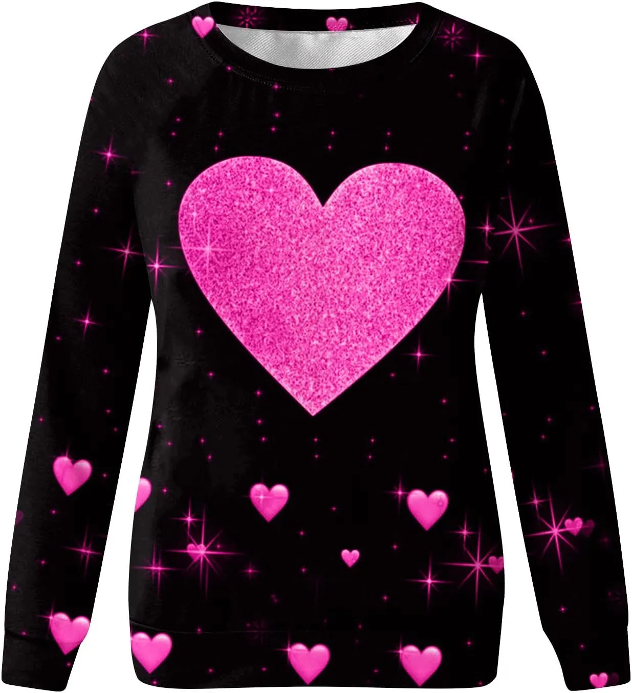 Women's Crewneck Sweatshirt Long Sleeve Casual Loose Trendy Vintage Cute Flower Heart Graphic Pullover Tops