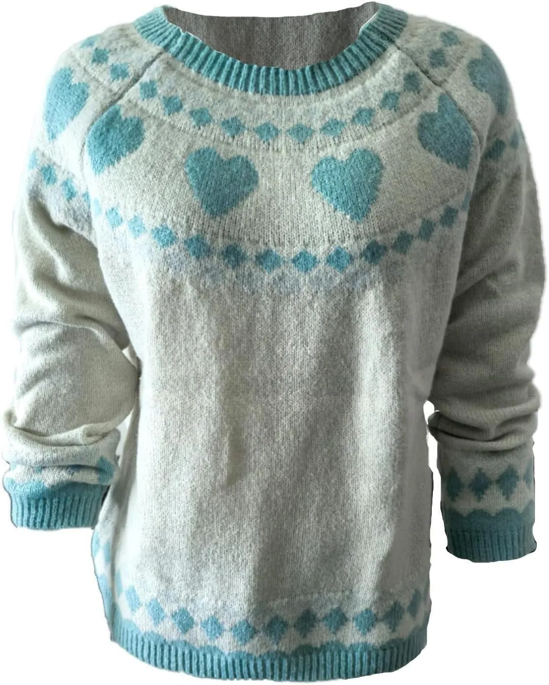 Women's Fair Isle Long Sleeve Crew Neck Knit Sweaters Vintage Chunky Stripedd Sweater Pullover Top for Fall Winter
