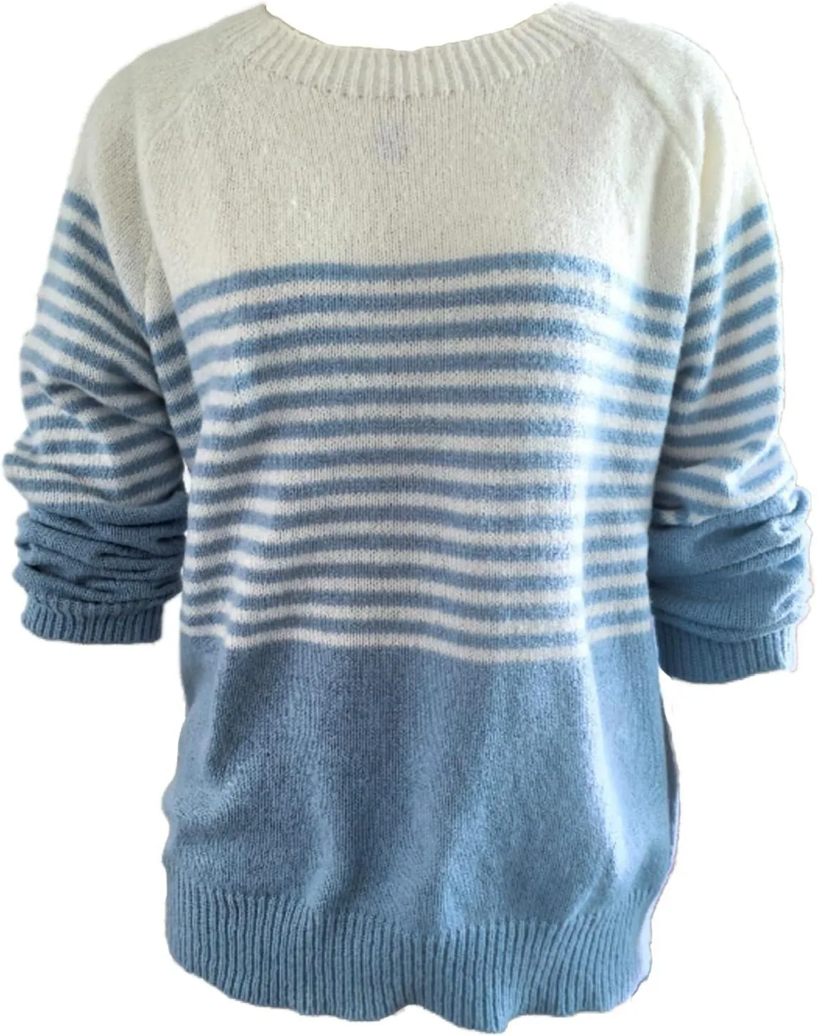 Women's Fair Isle Long Sleeve Crew Neck Knit Sweaters Vintage Chunky Stripedd Sweater Pullover Top for Fall Winter