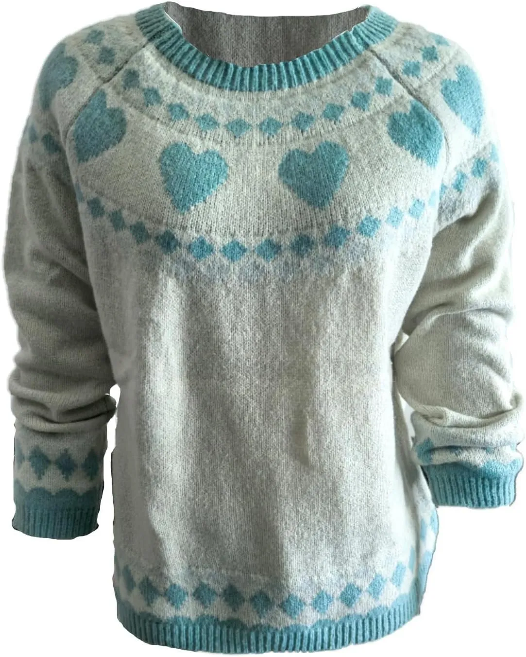 Women's Fair Isle Long Sleeve Crew Neck Knit Sweaters Vintage Chunky Stripedd Sweater Pullover Top for Fall Winter