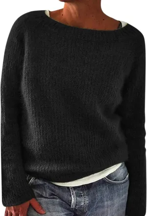 Women's Fair Isle Long Sleeve Crew Neck Knit Sweaters Vintage Chunky Stripedd Sweater Pullover Top for Fall Winter
