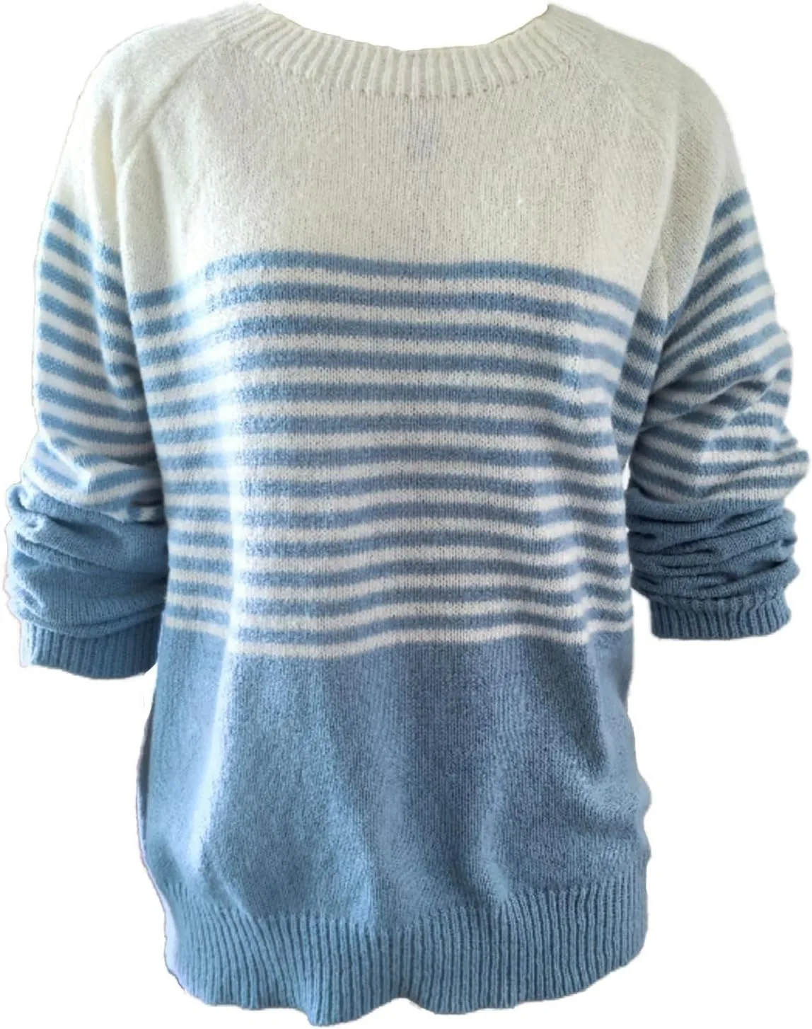 Women's Fair Isle Long Sleeve Crew Neck Knit Sweaters Vintage Chunky Stripedd Sweater Pullover Top for Fall Winter