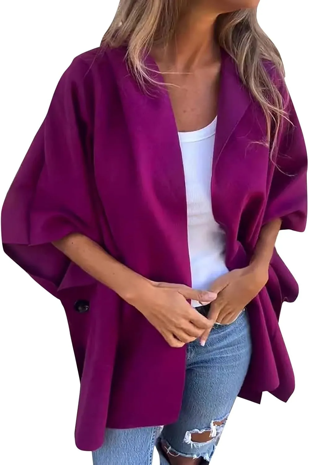 Womens Fall Fashion 2024 Oversized Dressy Cardigans Long Lightweight Coat Fall Sweater Jacket Outerwear with Pockets