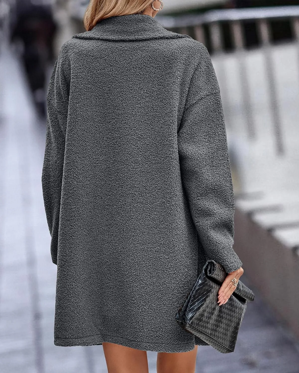 Womens Faux Fur Coat Winter Warm Fuzzy Fleece Long Jackets Oversized Lapel Button Open Front Cardigan Coats