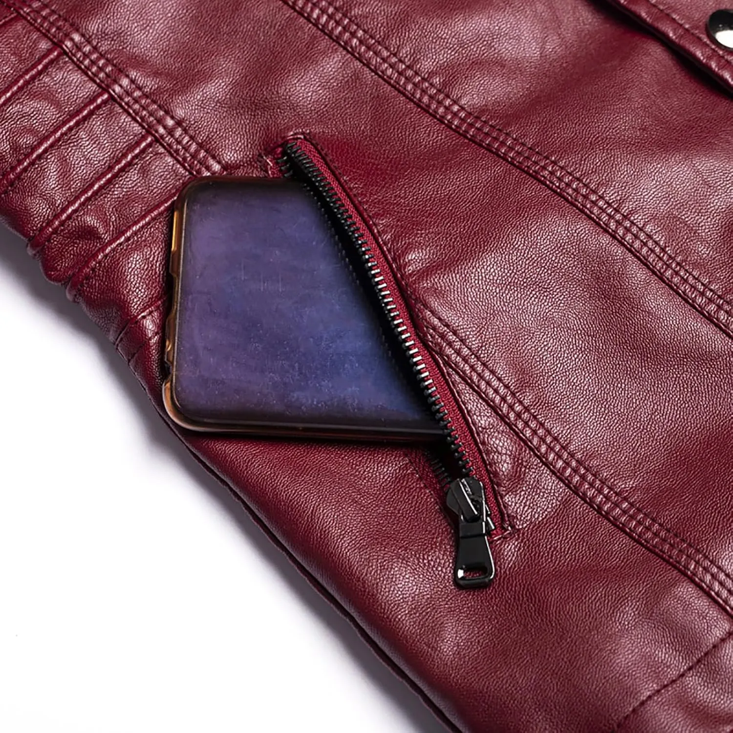 Womens Faux Leather Jacket with Removable Hooded Zip Up Moto Biker Jacket 2023 Fashion Fall Motorcycle Coats