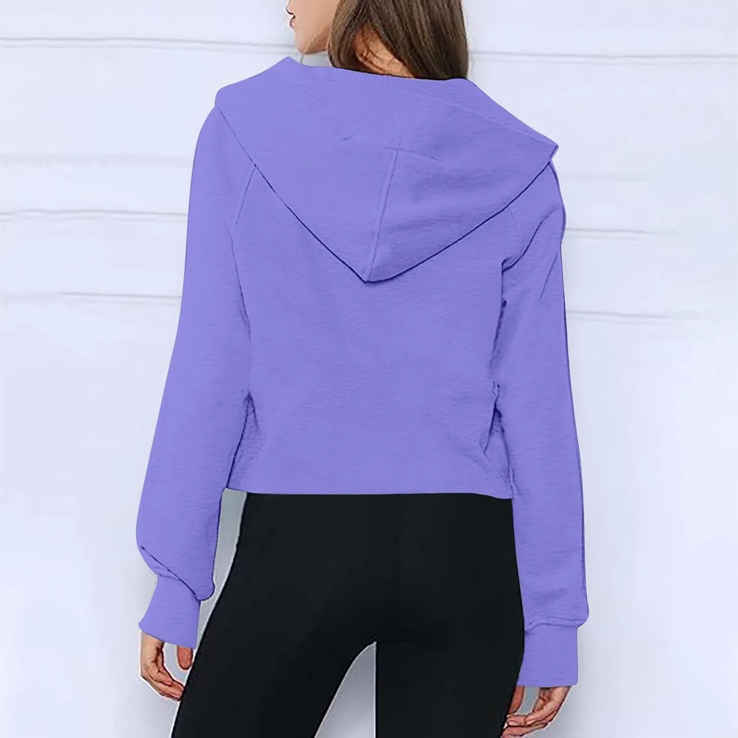 Womens Half Zip Sweatshirts 2024 Fleece Hooded Pullover Sweatshirts Thumb Hole Cropped Long Sleeve Tops with Pockets