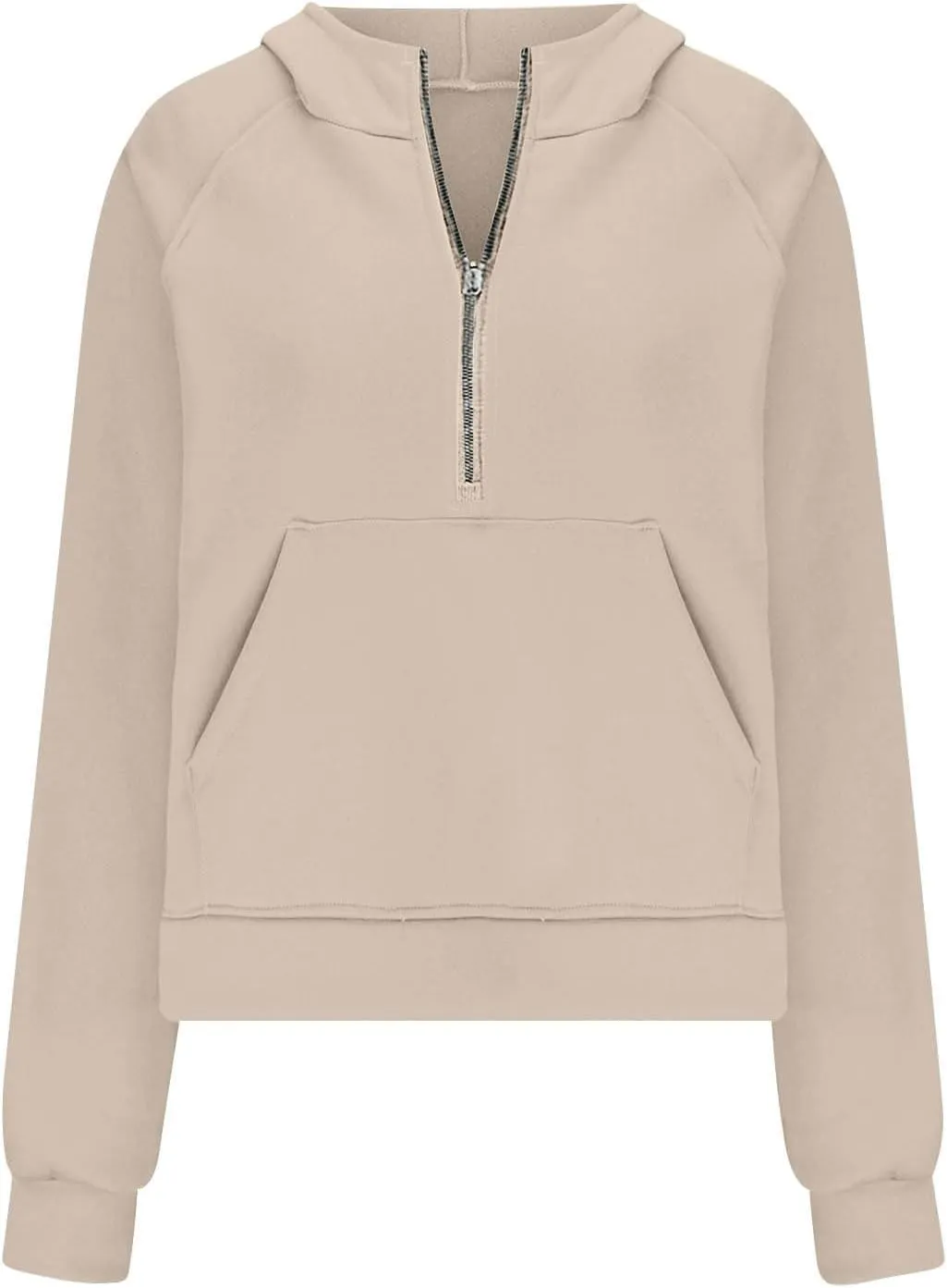 Womens Half Zip Sweatshirts 2024 Fleece Hooded Pullover Sweatshirts Thumb Hole Cropped Long Sleeve Tops with Pockets