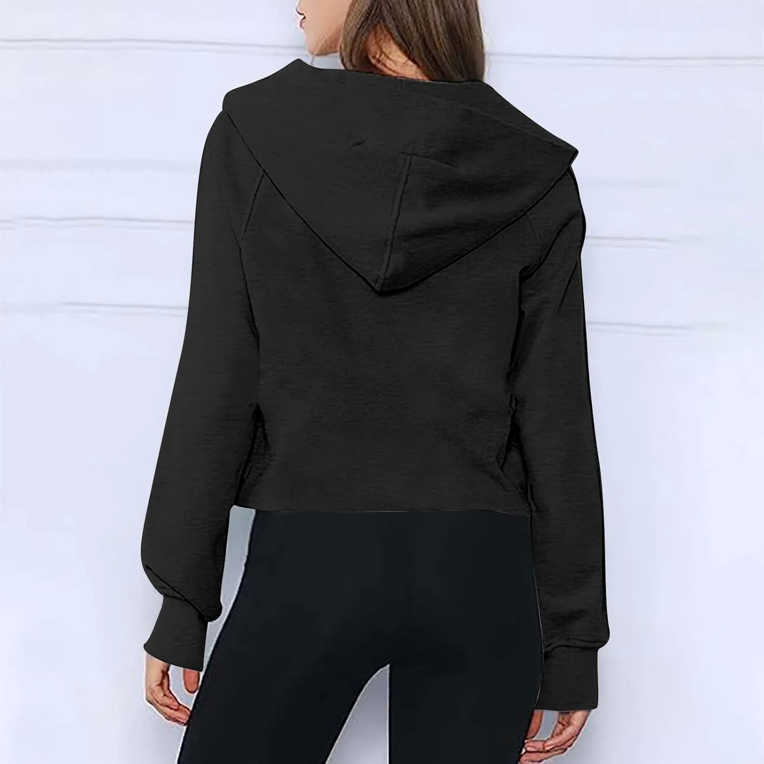 Womens Half Zip Sweatshirts 2024 Fleece Hooded Pullover Sweatshirts Thumb Hole Cropped Long Sleeve Tops with Pockets