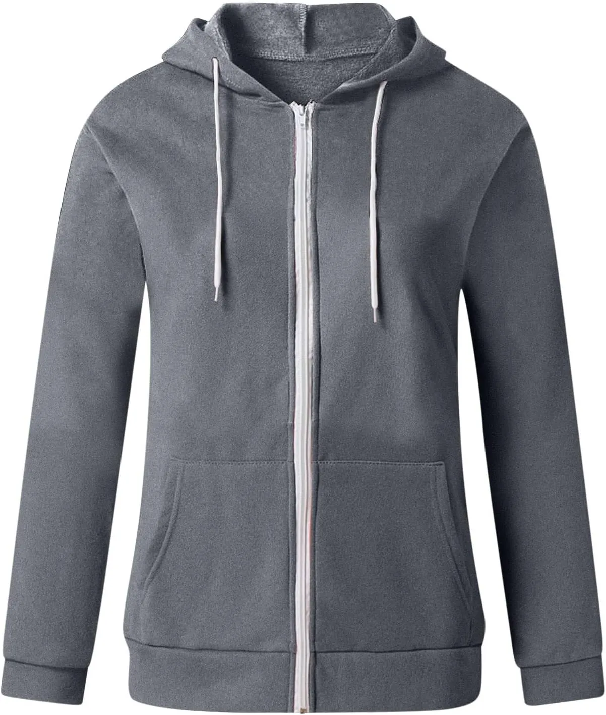 Womens Hoodies Zip Up Long Sleeve Fall Oversized Sweatshirts Fleece Soft Jacket With Pockets 2024 Fashion Clothes