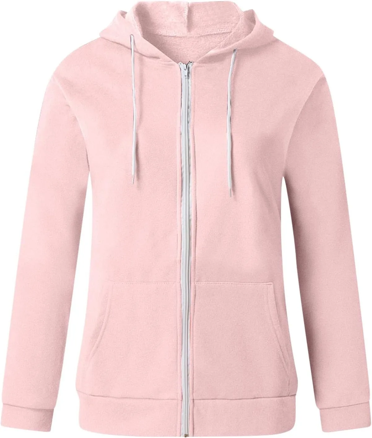 Womens Hoodies Zip Up Long Sleeve Fall Oversized Sweatshirts Fleece Soft Jacket With Pockets 2024 Fashion Clothes