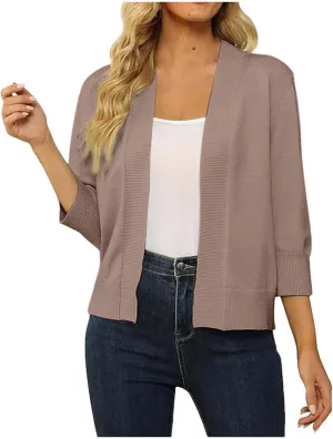 Women's Lightweight Lace Crochet Bolero Cardigan 3/4 Sleeve Knit Shawl Top Knit Cardigans Women Lightweight