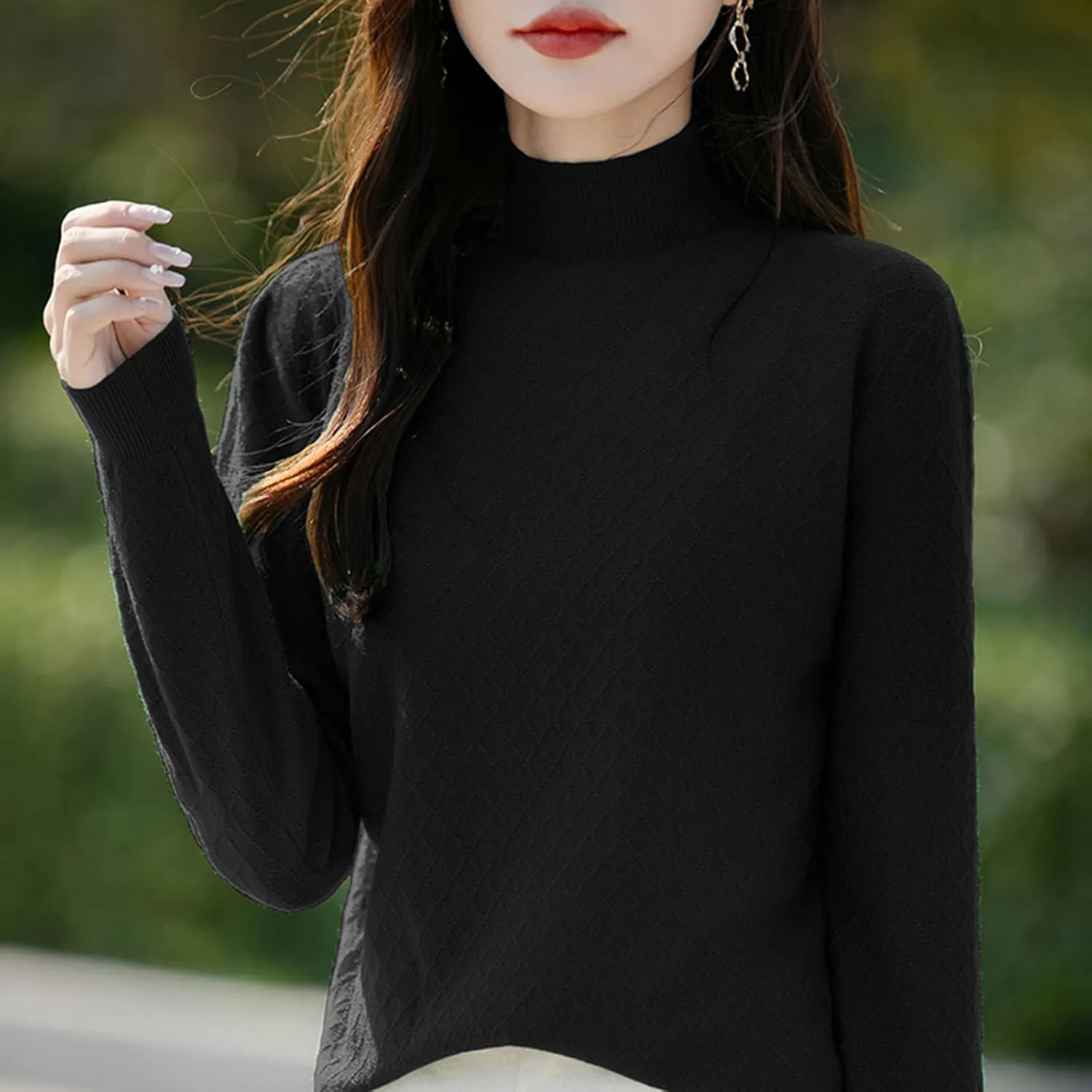 Womens Lightweight Sweaters Dressy Turtleneck Pullover Slim Fit Cable Knit Sweater Turtle Necks Tops for Women