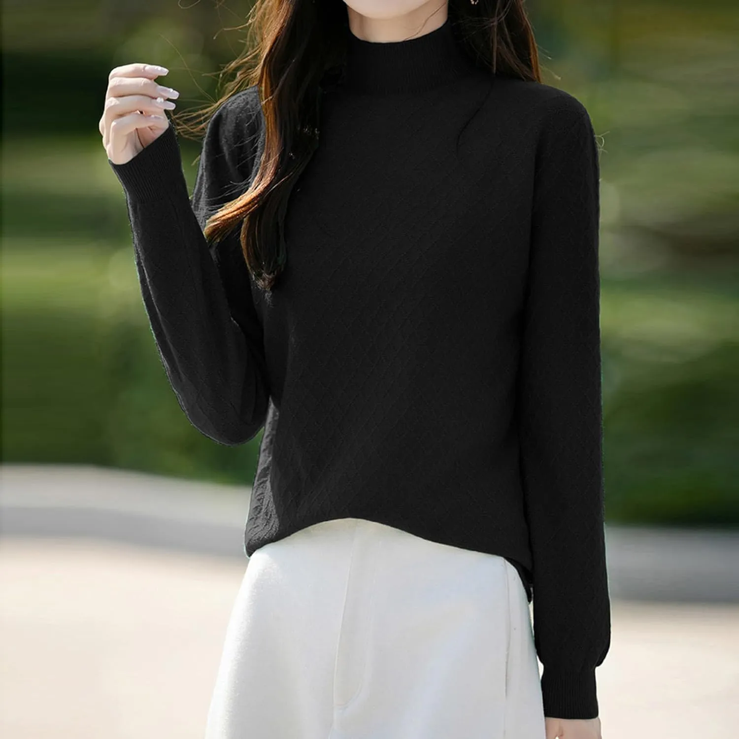Womens Lightweight Sweaters Dressy Turtleneck Pullover Slim Fit Cable Knit Sweater Turtle Necks Tops for Women