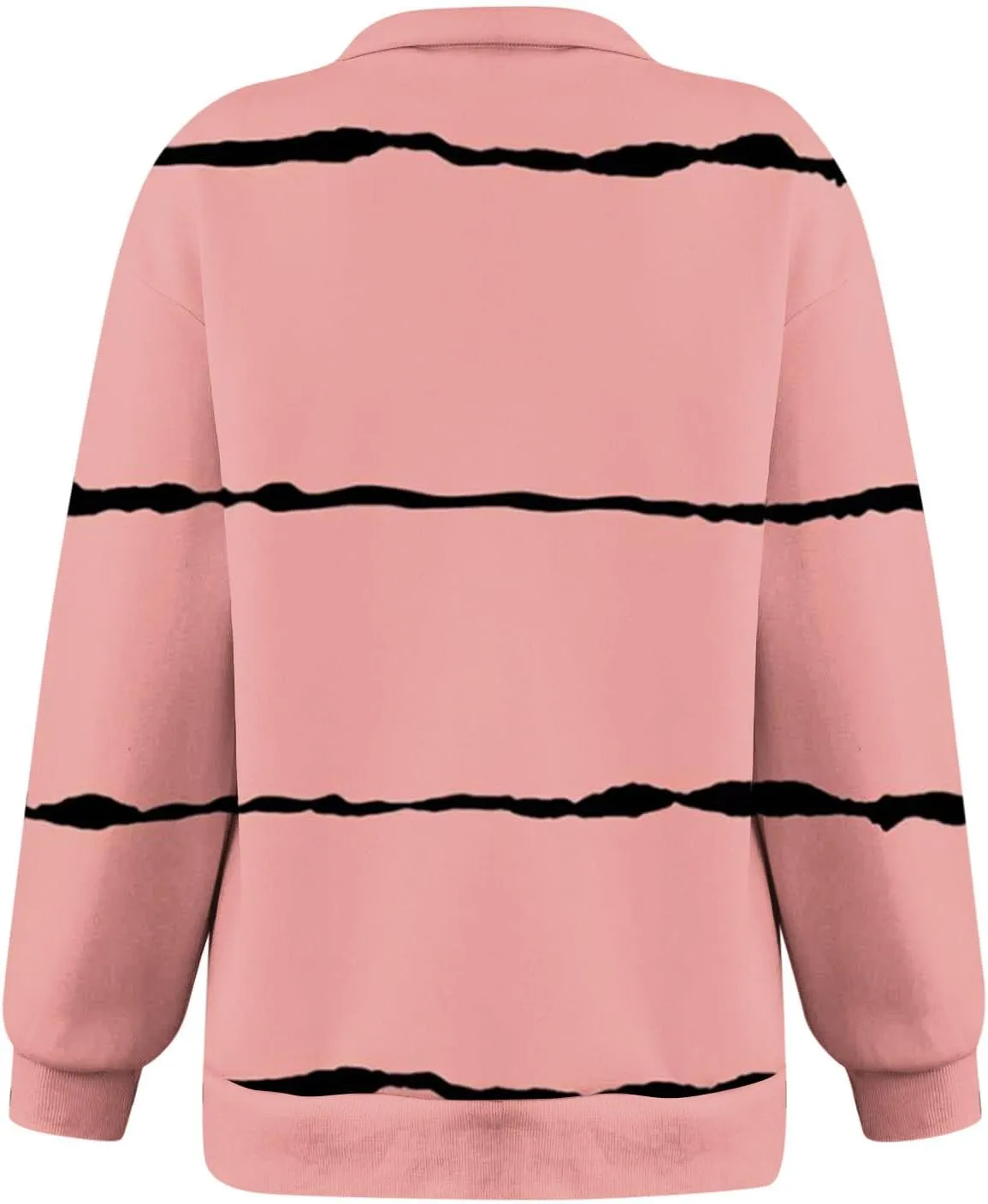 Womens Long Sleeve Oversized Fleece Sweatshirts Striped Pullover Tops 1/4 Zipper Casual Trendy Fall Clothes