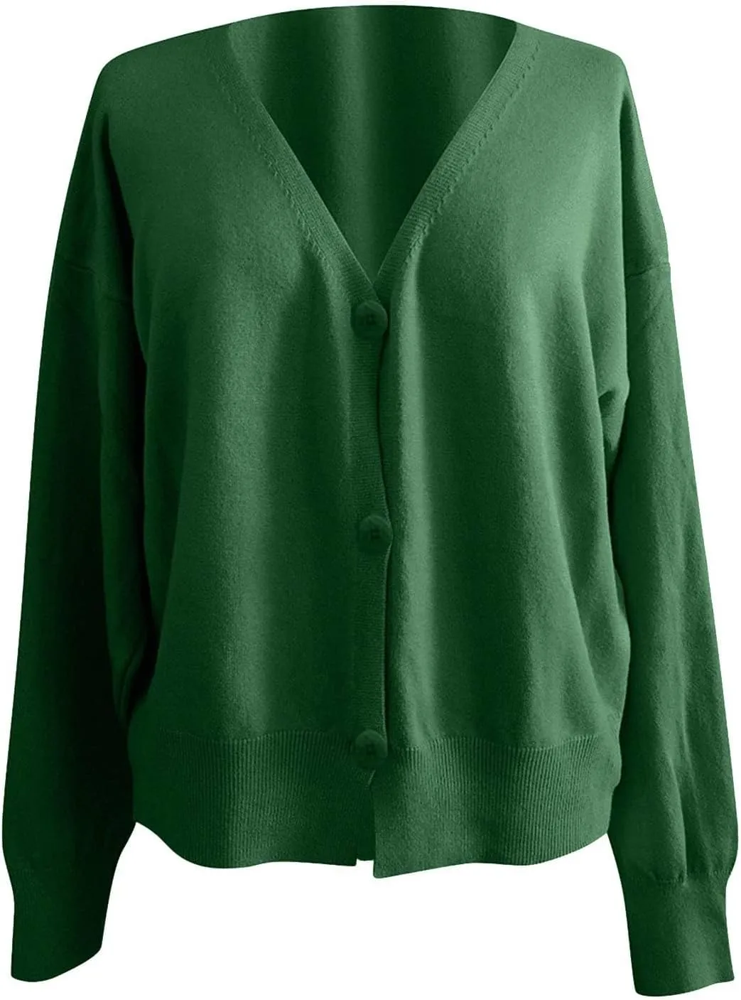 Women's Long Sleeve V-Neck Cardigans Soft Open Front Sweater Comfortable Loose Button Casual Fall Clothes