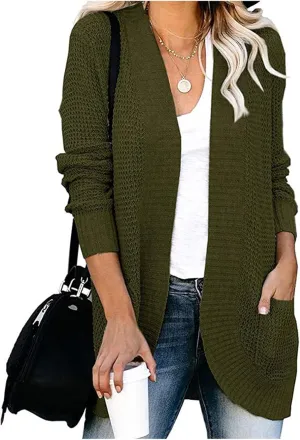 Womens Loose Open Front Cardigan Lightweight Long Sleeve Knit Sweaters Oversized Soft Sweatshirt
