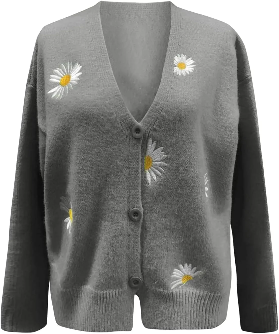 Women's O-Neck Long Sleeve Ribbed Knit Sweater Casual Sweater Warm Top Long Sweater Cardigan Vest