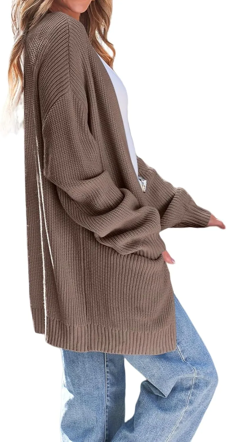 Womens Oversized Cardigans Casual Loose V Neck Cardigan Sweater Ribbed Knit Open Front Sweaters Warm Outfits