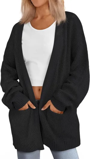 Womens Oversized Cardigans Casual Loose V Neck Cardigan Sweater Ribbed Knit Open Front Sweaters Warm Outfits