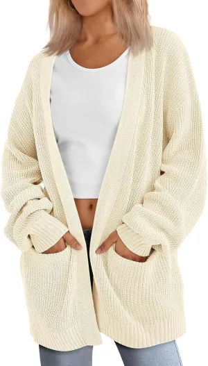 Womens Oversized Cardigans Casual Loose V Neck Cardigan Sweater Ribbed Knit Open Front Sweaters Warm Outfits