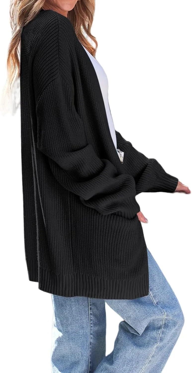 Womens Oversized Cardigans Casual Loose V Neck Cardigan Sweater Ribbed Knit Open Front Sweaters Warm Outfits