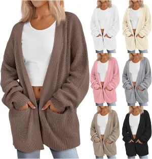Womens Oversized Cardigans Casual Loose V Neck Cardigan Sweater Ribbed Knit Open Front Sweaters Warm Outfits