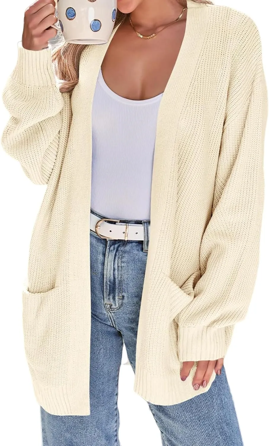 Womens Oversized Cardigans Casual Loose V Neck Cardigan Sweater Ribbed Knit Open Front Sweaters Warm Outfits