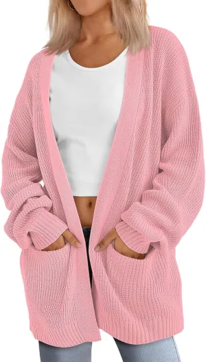 Womens Oversized Cardigans Long Sleeve Open Front Knit Sweaters Fall Trendy Jacket Clothes