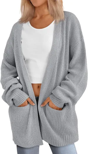 Womens Oversized Cardigans Long Sleeve Open Front Knit Sweaters Fall Trendy Jacket Clothes