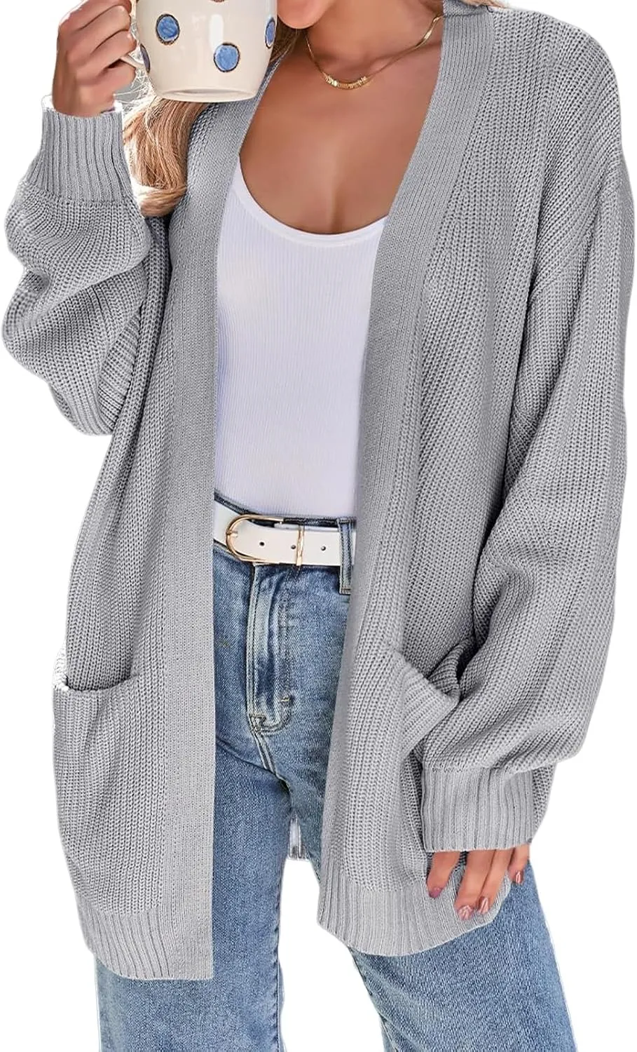 Womens Oversized Cardigans Long Sleeve Open Front Knit Sweaters Fall Trendy Jacket Clothes