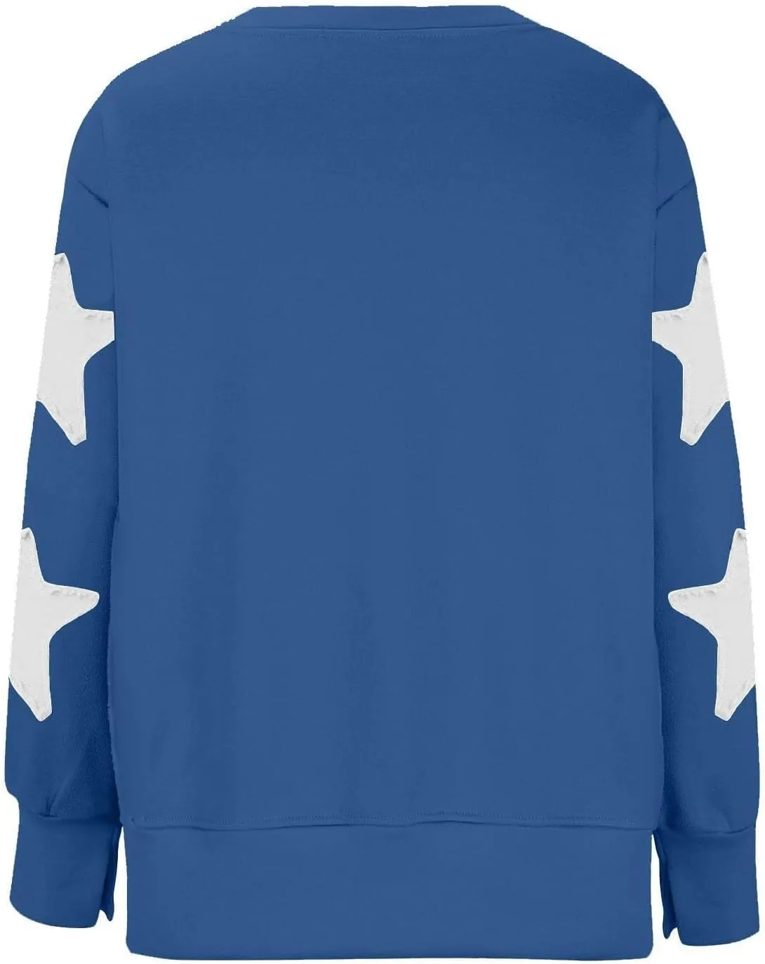 Women's Oversized Crewneck Sweatshirt Striped Star Long Sleeve Side Slit Pullover Sweatshirts Vintage Y2K Shirt Tops