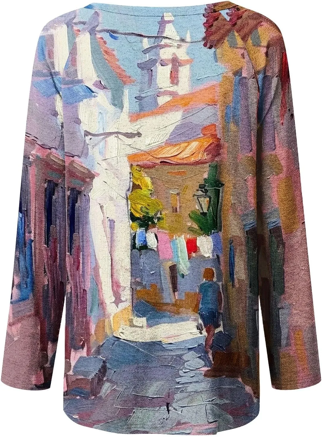 Women's Oversized Graphic Tops Long Sleeve Crewneck Blouses Fashion Tie Dye Print T-shirts Casual Relaxed Fit Tees