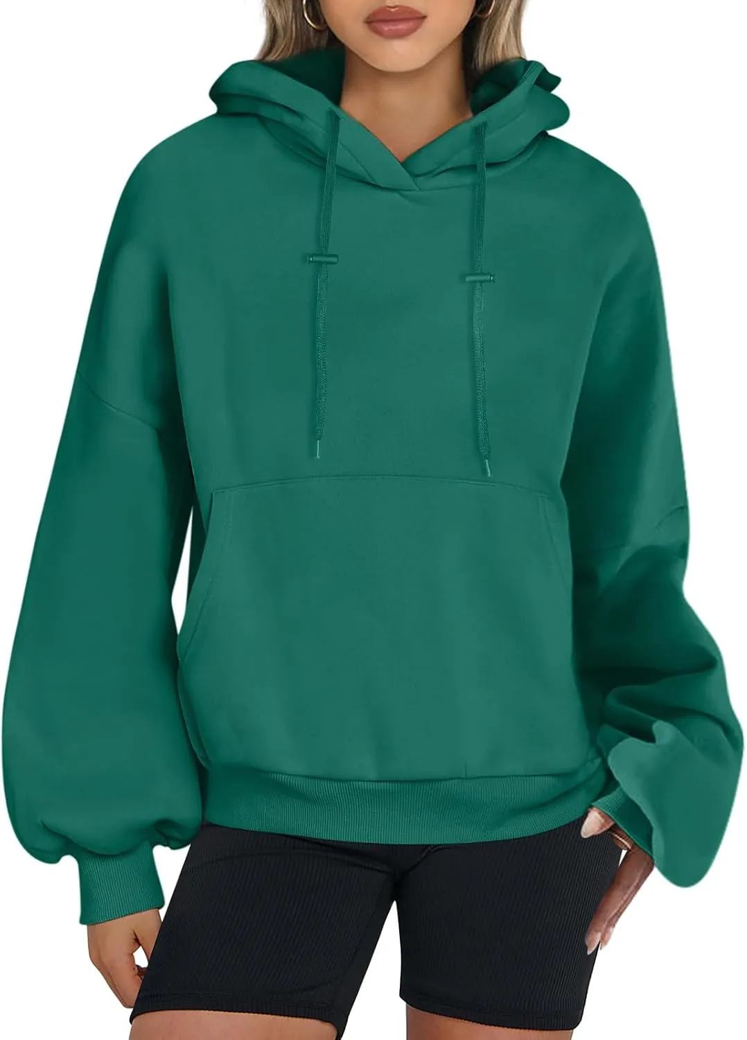 Womens Oversized Hoodies Fall Basic Casual Fleece Sweatshirts 2024 Preppy Drawstring Pullover with Kangaroo Pocket