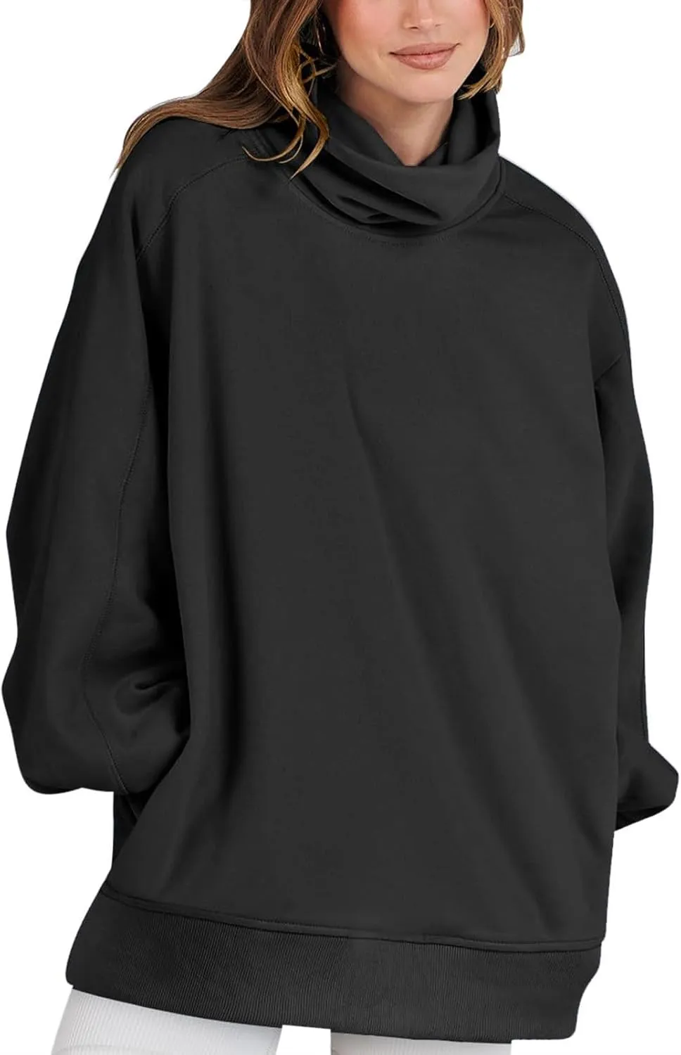 Women's Oversized Sweater Fleece Sweatshirts Long Sleeve Tunic Top Cowl Neck Casual Loose Fit Trendy Pullover Shirts