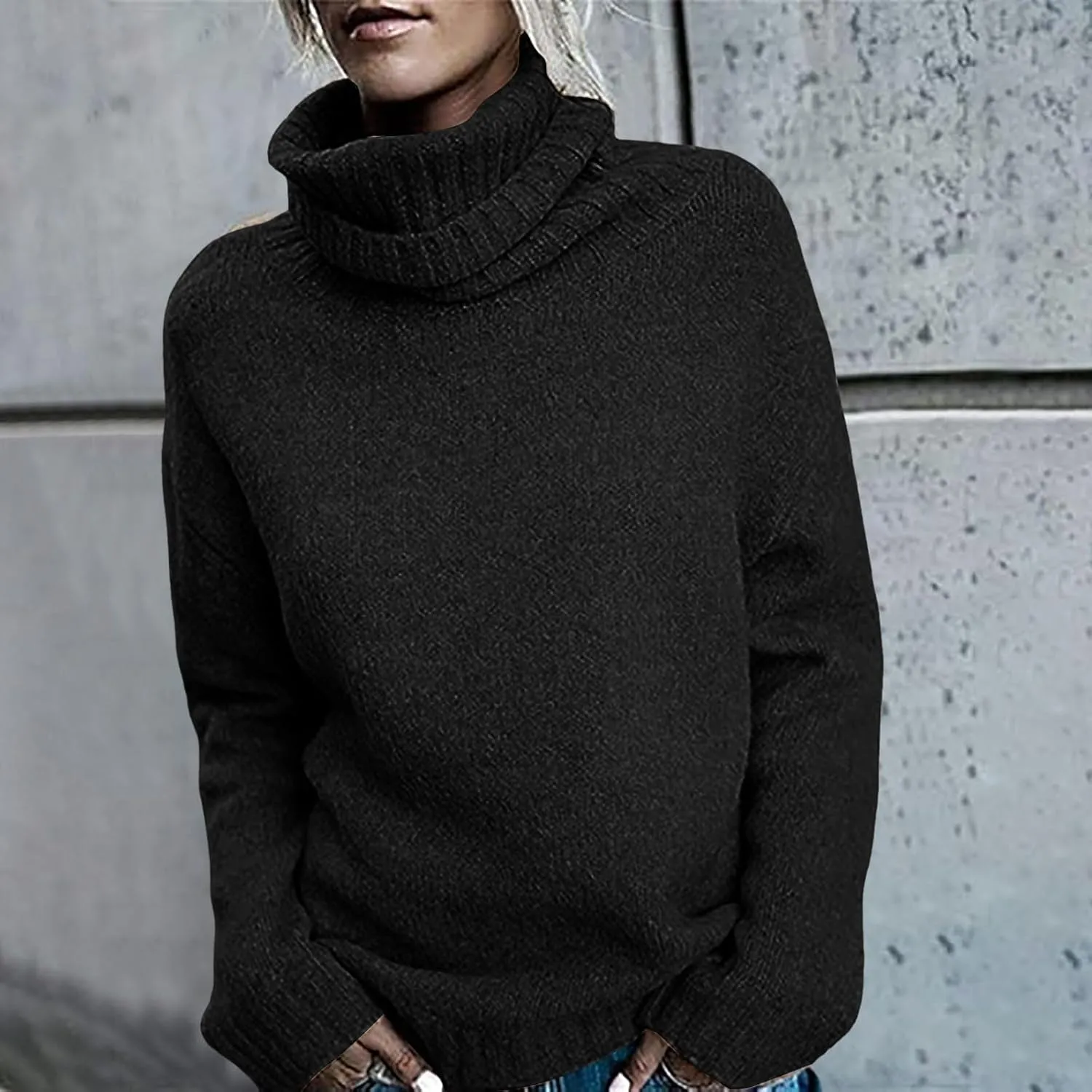 Womens Oversized Turtleneck Sweater Cable Knit Long Sleeve Pullover Lightweight Side Slit Tops Fall Outfits