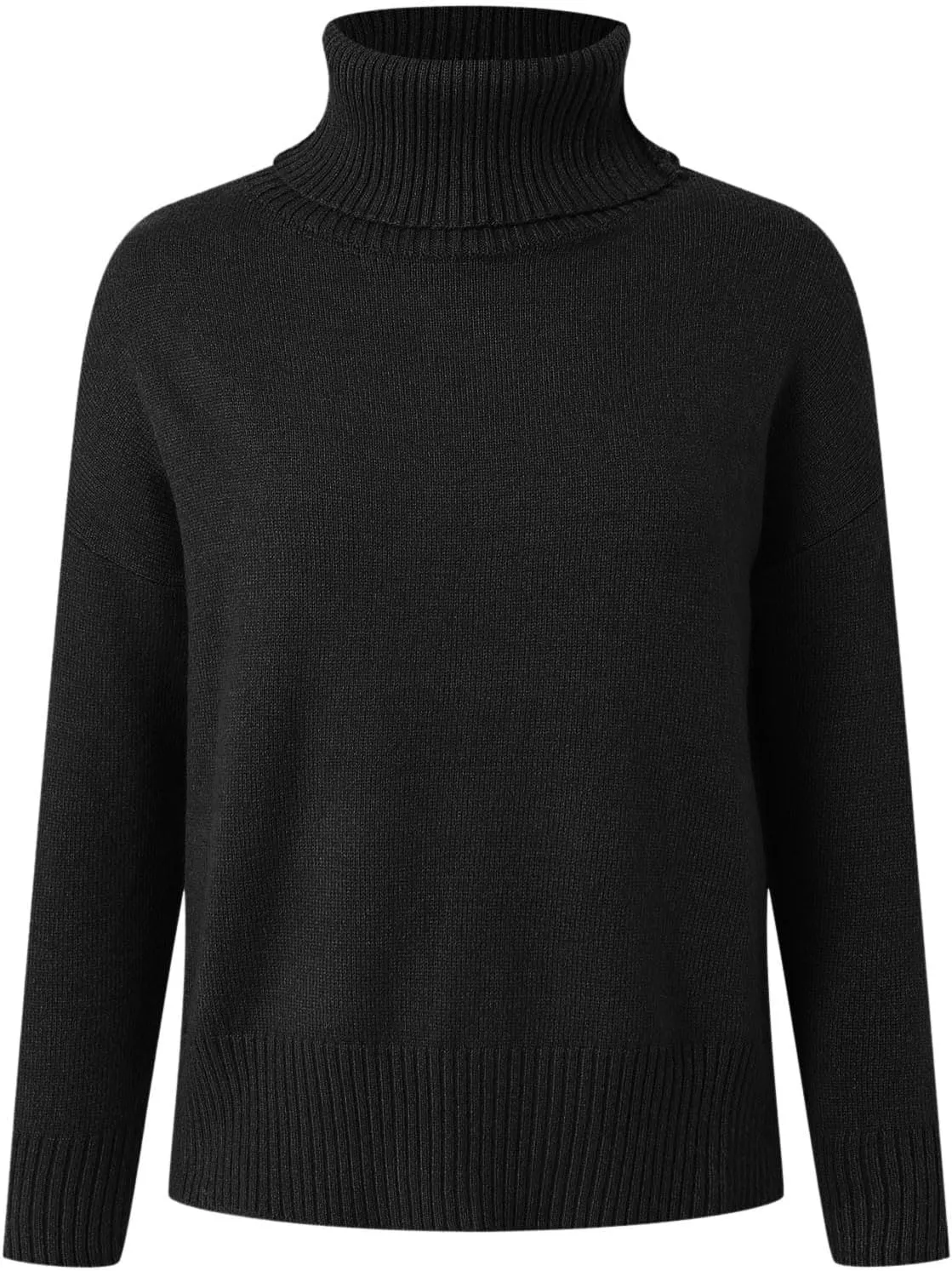 Womens Oversized Turtleneck Sweater Cable Knit Long Sleeve Pullover Lightweight Side Slit Tops Fall Outfits