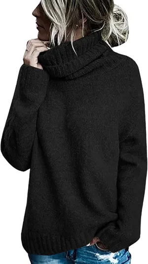 Womens Oversized Turtleneck Sweater Cable Knit Long Sleeve Pullover Lightweight Side Slit Tops Fall Outfits