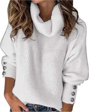 Women's Oversized Turtleneck Sweaters Chunky Pullover Sweaters Cowl Neck Long Sleeve Winter Slouchy Loose Knit Sweaters