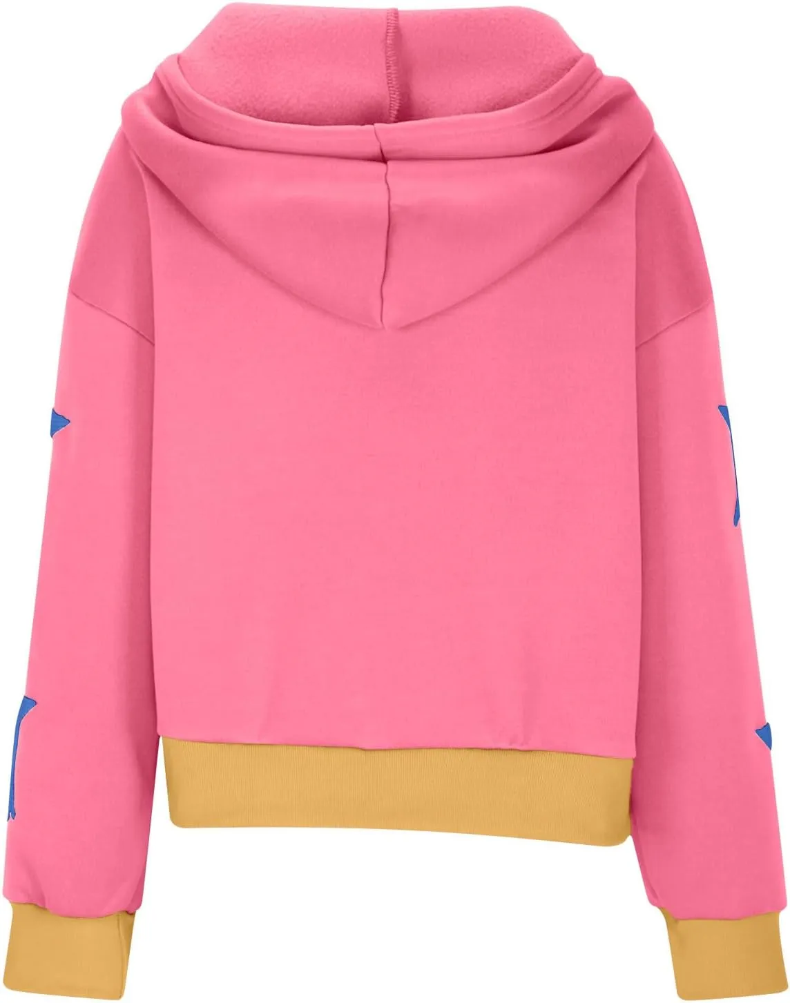 Women's Overszied Striped Sweatshirts Long Sleeve Half Zip Up Star Hoodies Winter Tops Y2K Fashion Cropped Clothes