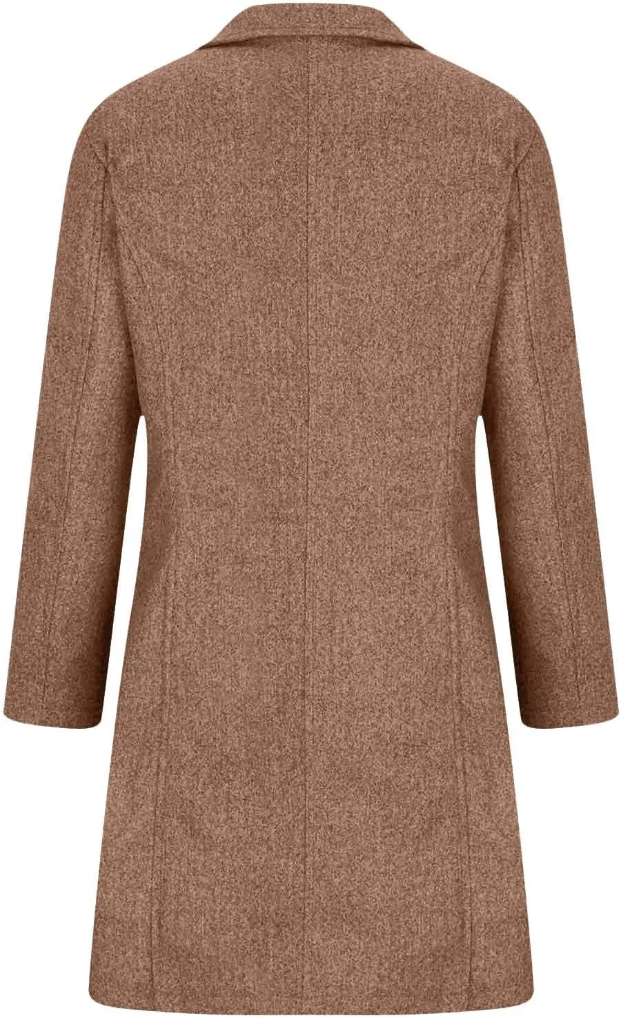 Womens Pea Coat Casual Thicken Wool Blend Stand Collar Trench Coats Single Breasted Mid-Long Peacoat Jackets