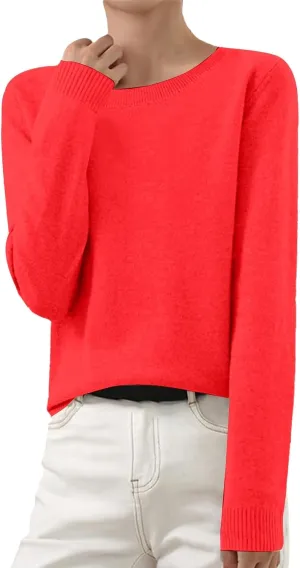 Womens Pullover Sweater Fashion Long Sleeve Knitted Lightweight Thermal Tops Soft Warm Crochet Work Sweater Clothes