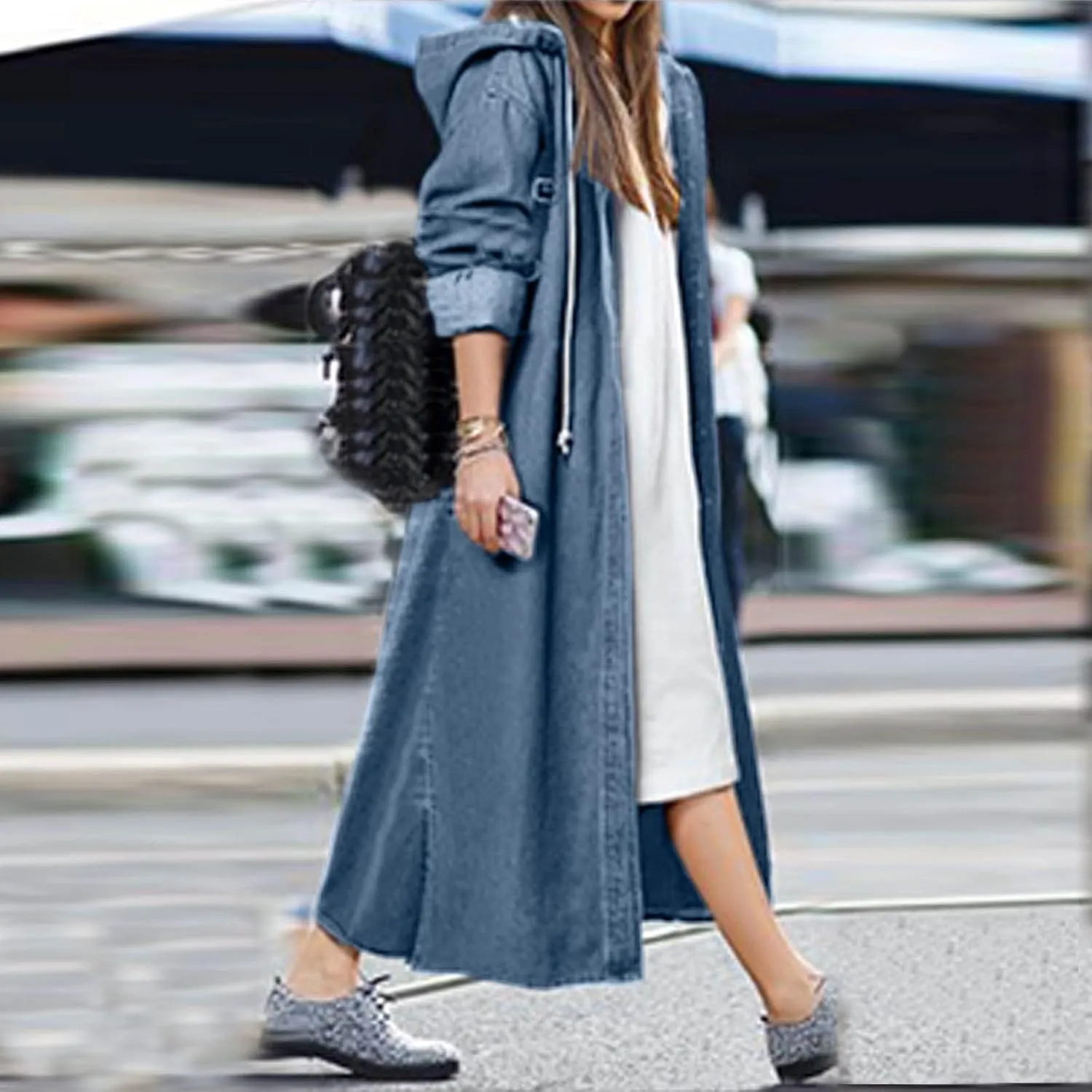 Womens Single Breasted Long Trench Coat Size Denim Lady Plus Jacket Coat Womens Women Double Breasted Classic Lapel