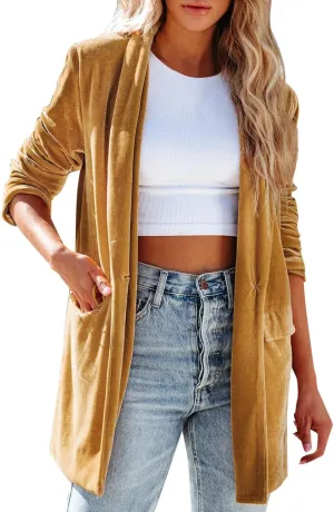 Women's Spring Coat Velvet Loose Elastic Coat Long Outwear Coats Long Casual Coat Business Work Cardigan for Women