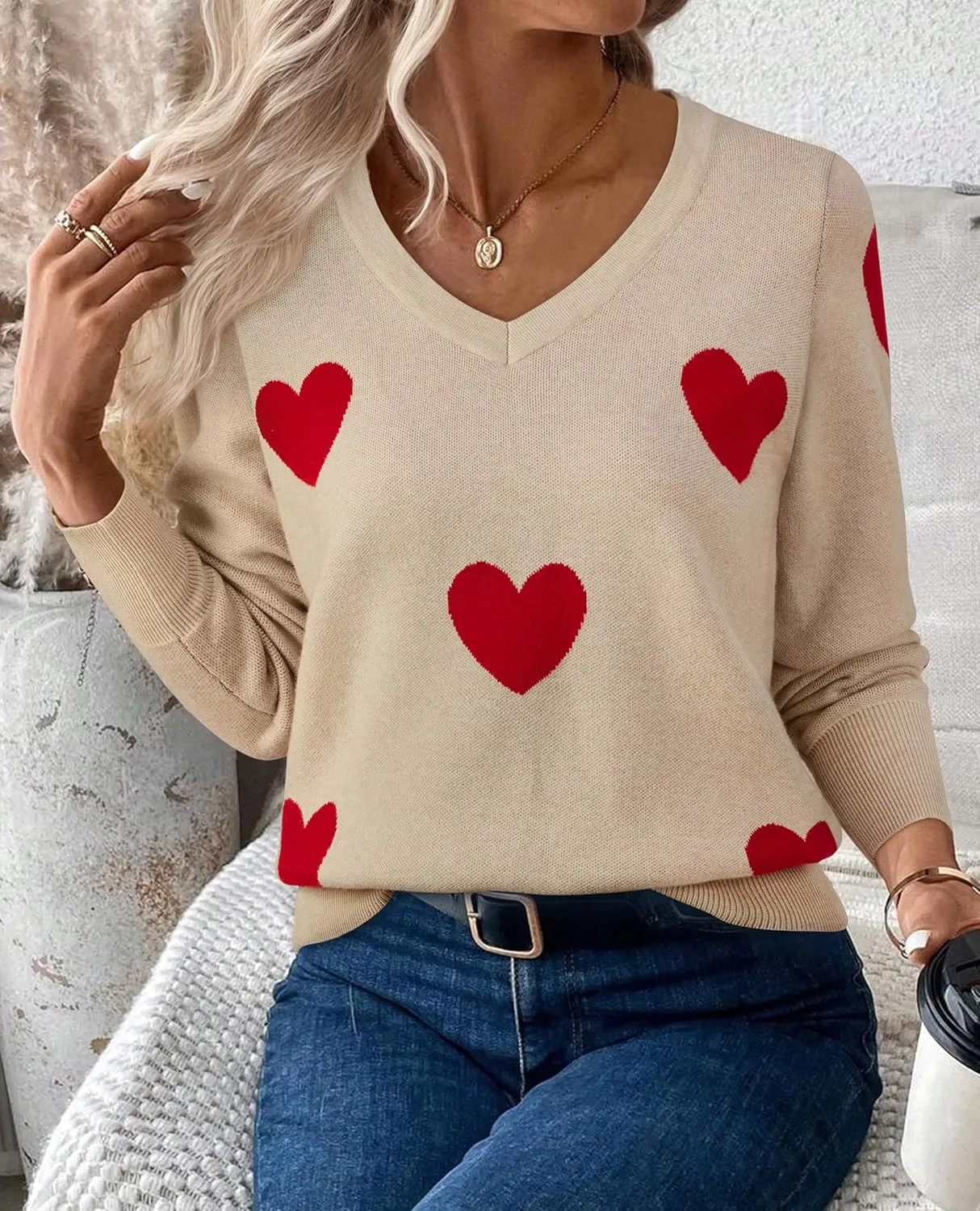 Women's Spring Sweaters 2025 Casual Thin Long Sleeve Pullover V Neck Lightweight Sweatshirts Cute Blouse Tops