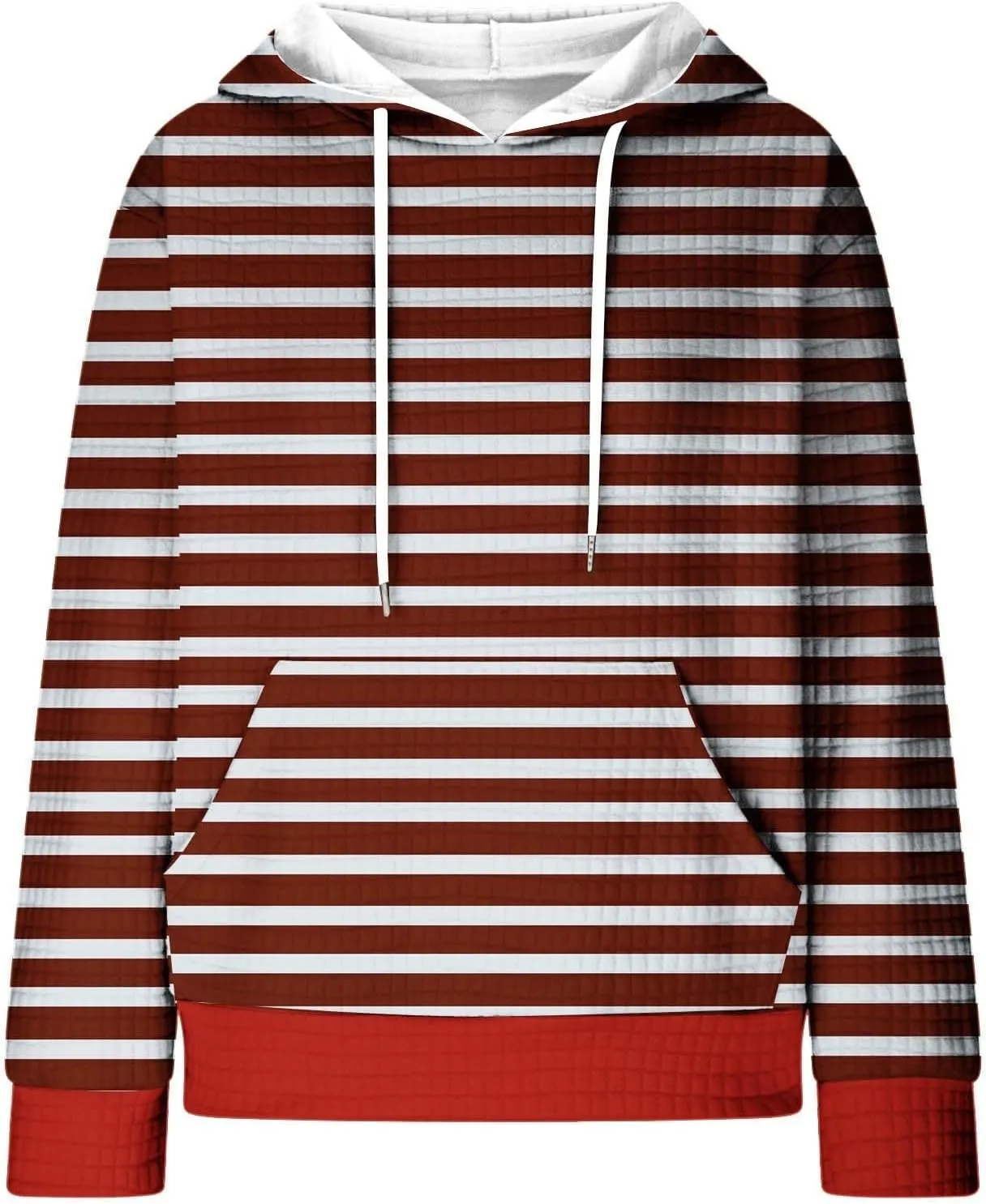 Womens Striped Hoodies Drawstring Fall Fashion Long Sleeve Sweatshirts Color Block Loose Pullover Tops with Pockets