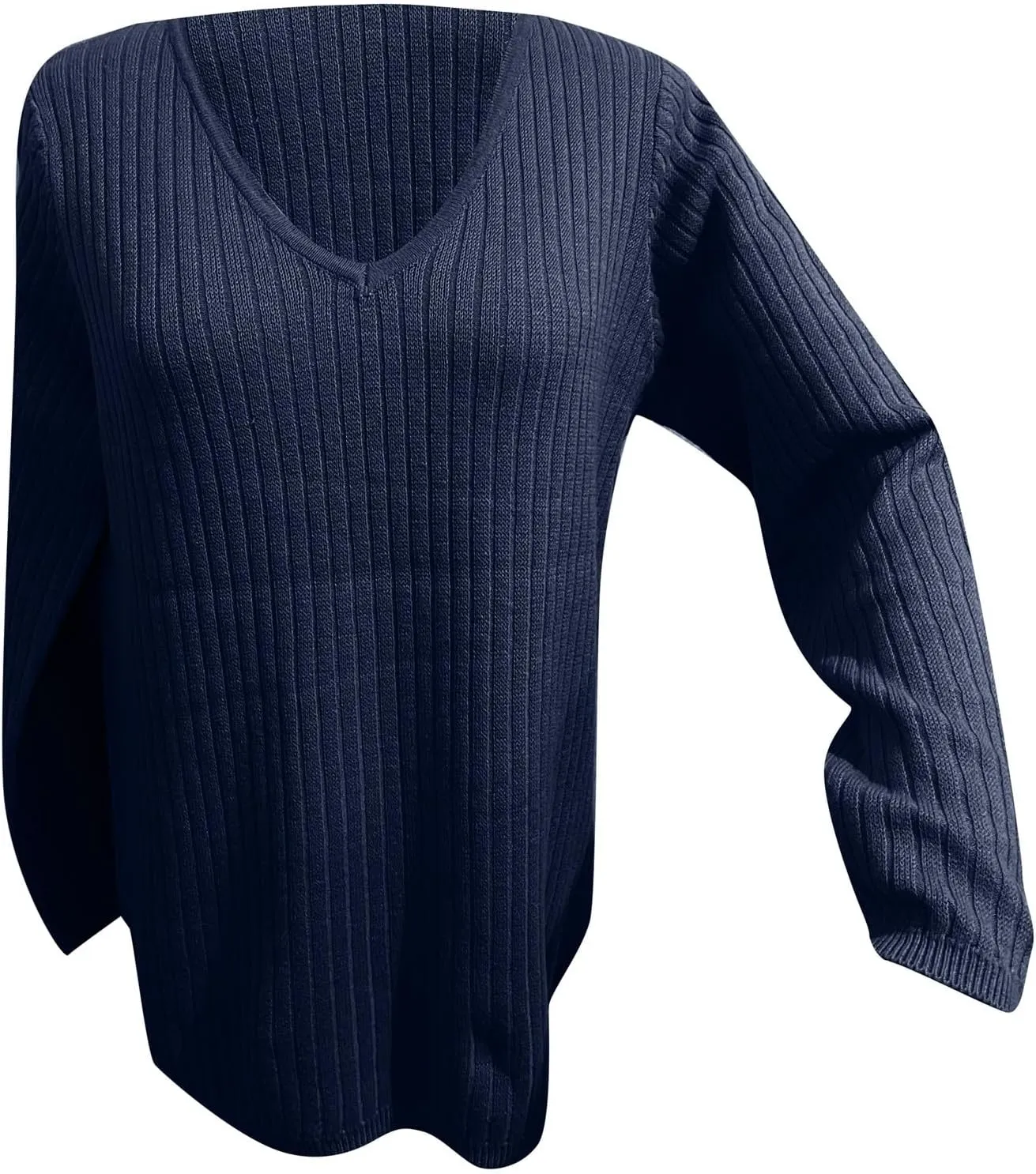 Women's Sweaters 2024 Fall Casual V Neck Solid Color Pullover Sweater Ribbed Slim Fit Basic Clothes Blouses