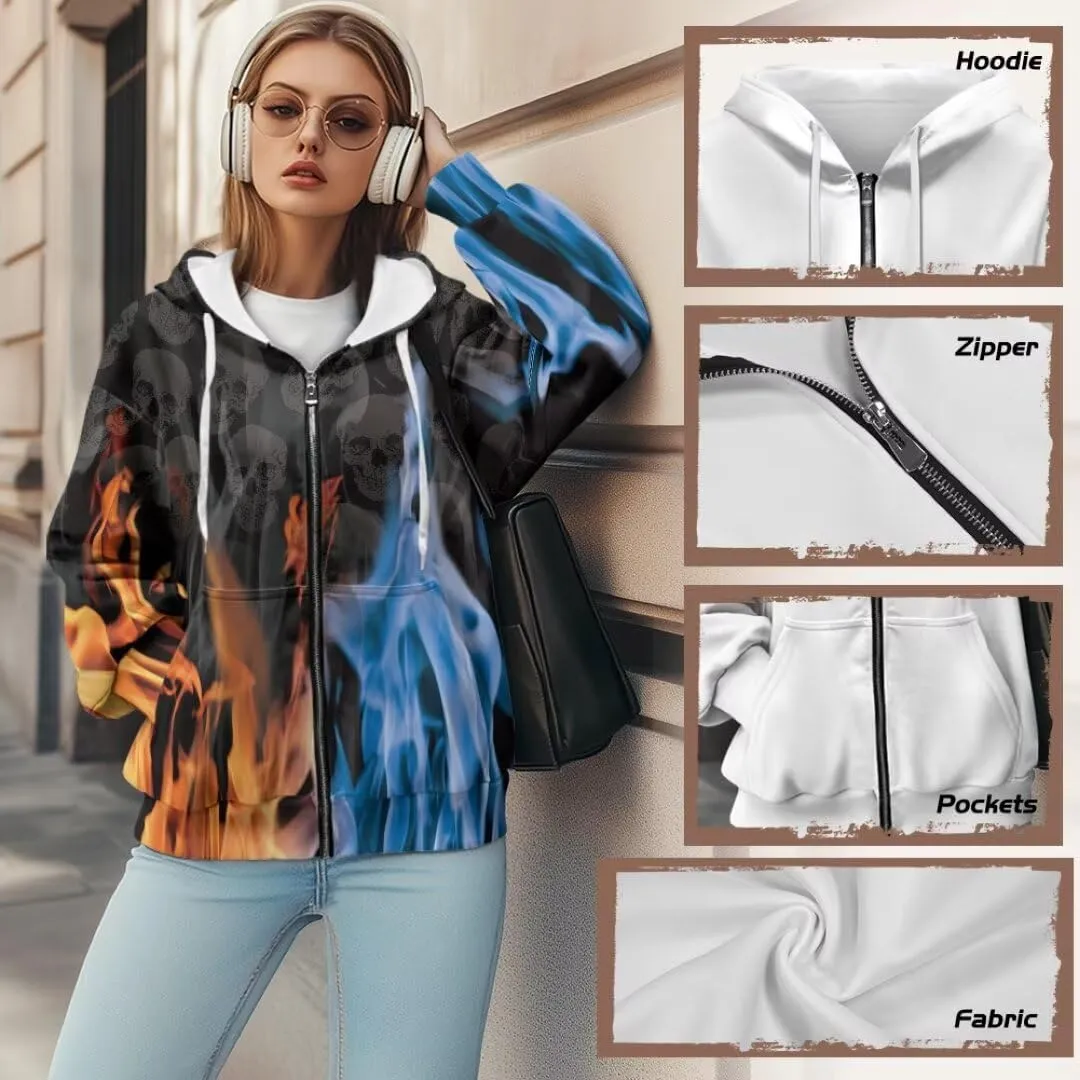 Womens Sweatshirt Zip Up Graphic Hoodies Jacket Lightweight Pullover Hoodie Top Soft Comfy Fall Winter Outfit
