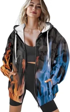 Womens Sweatshirt Zip Up Graphic Hoodies Jacket Lightweight Pullover Hoodie Top Soft Comfy Fall Winter Outfit