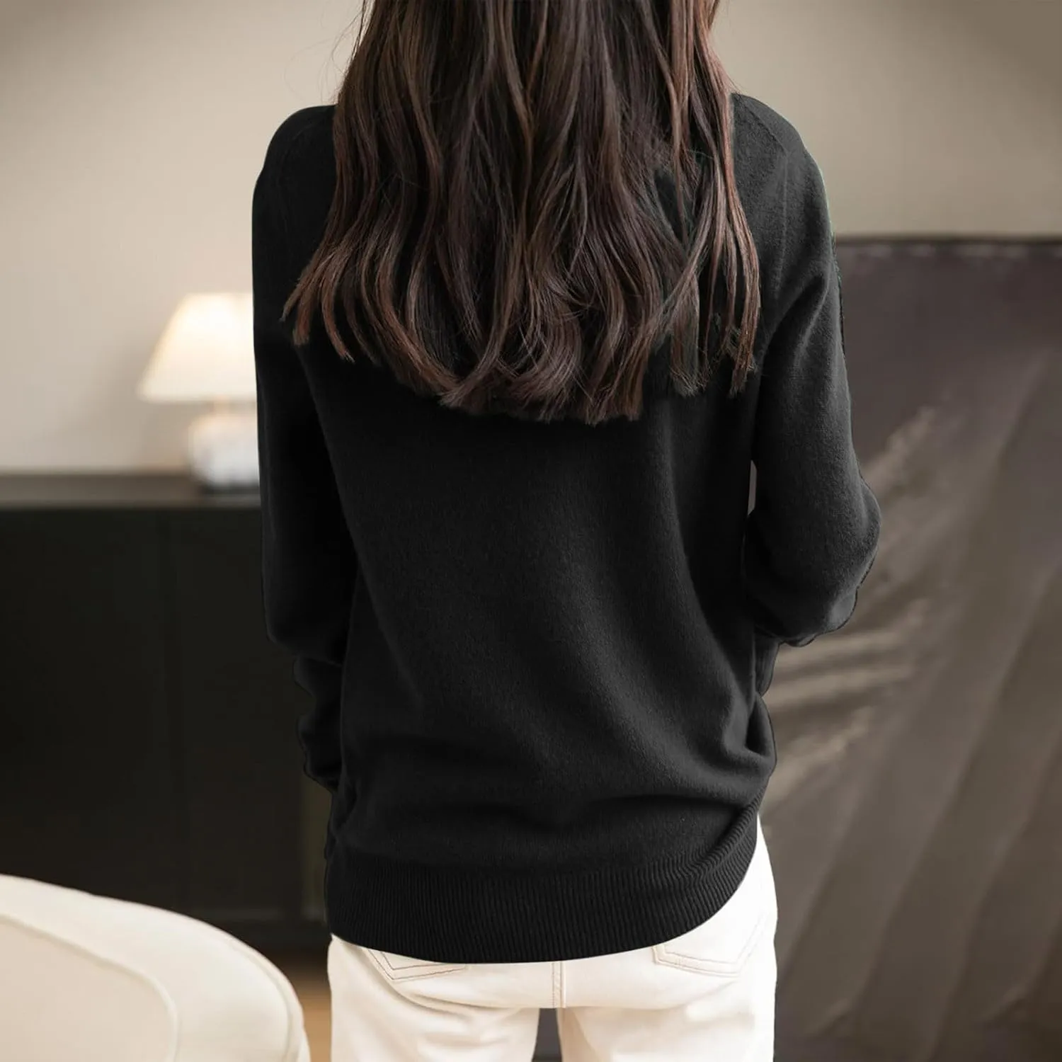 Women's Turtleneck 100% Pure Cashmere Sweater Long Sleeve Crewneck Pullover Warm Lightweight Y2k Sweaters for Women