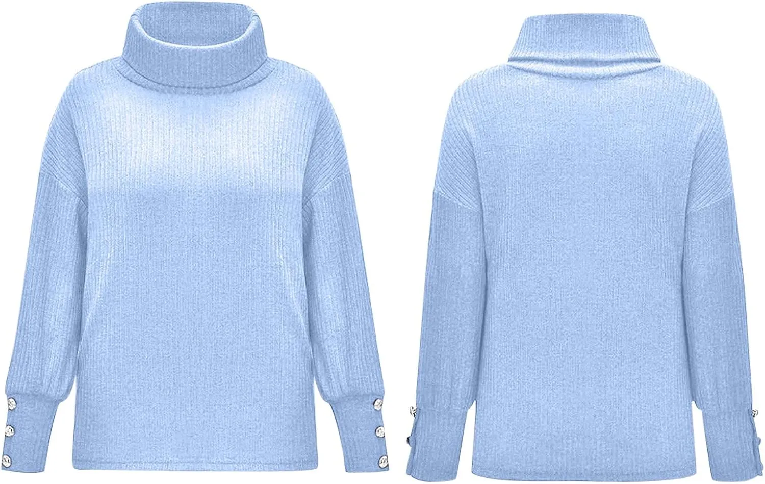 Women's Turtleneck Oversized Fashion Sweater Casual Long Sleeve Pullover Winter Clothes Loose Button Warm Sweaters Top